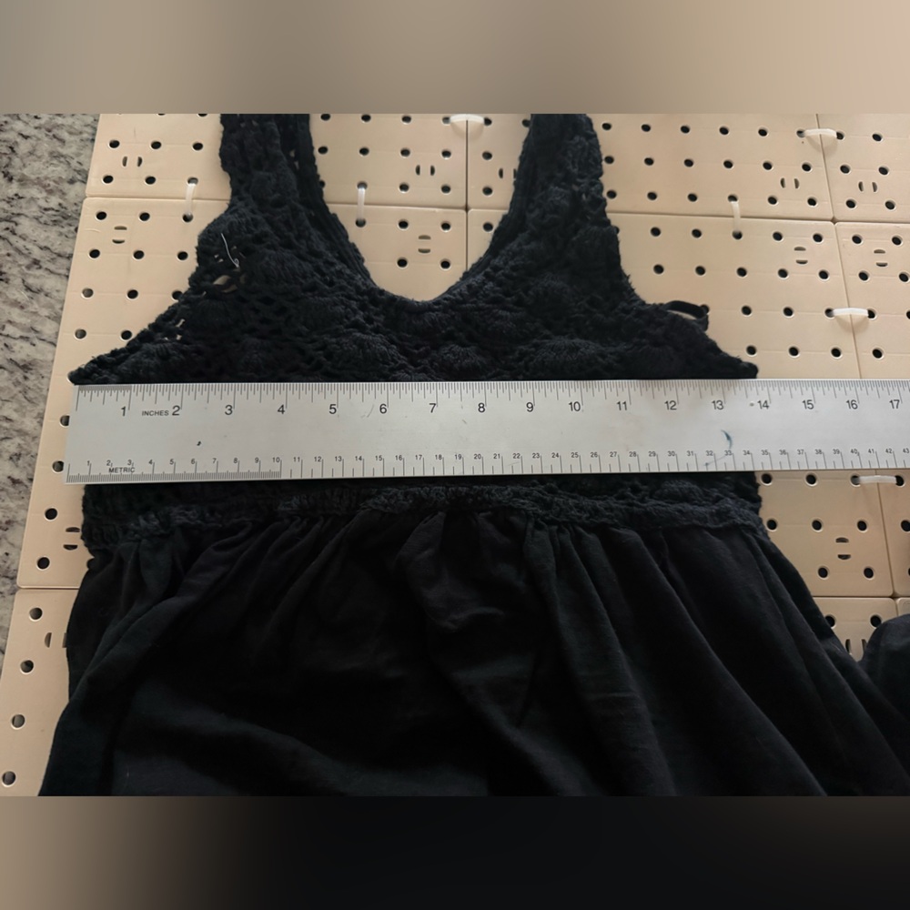 Aerie Cotton Crochet Black Maxi Dress-L - Picture 5 of 6